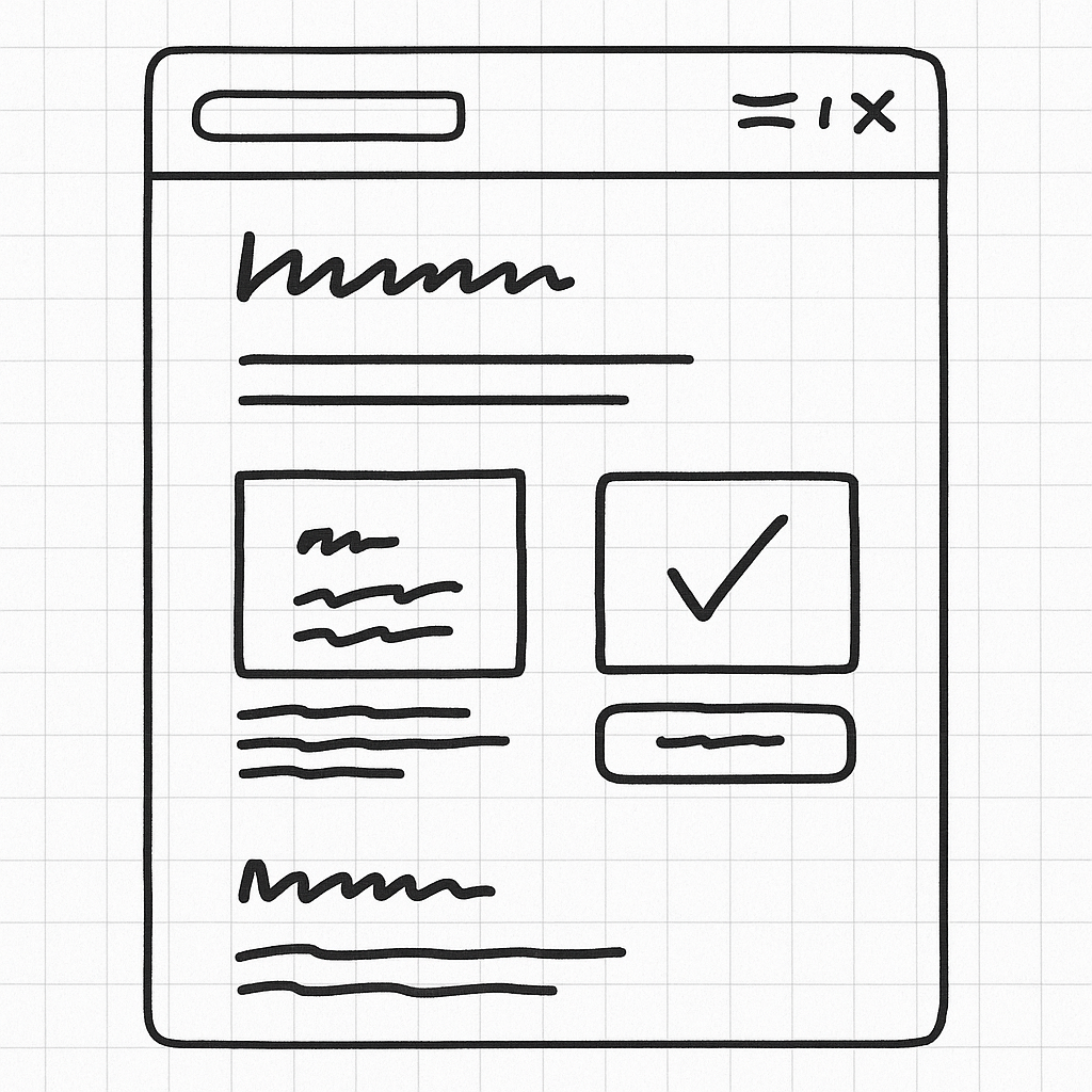 Schematische weergave van een geschikte toegankelijke indeling van contentblokken op een praktijkwebsite