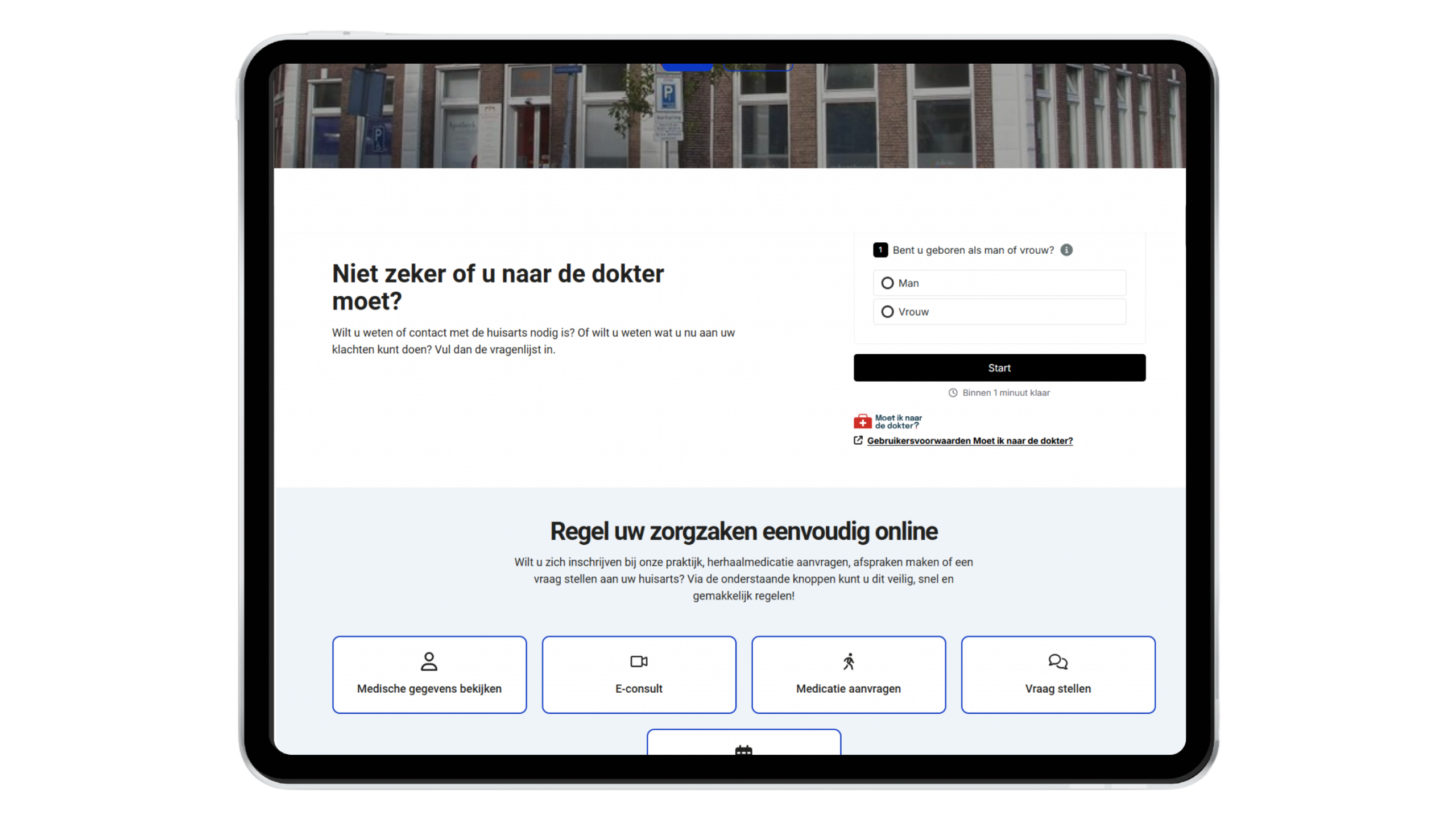 Voorbeeld van een vernieuwde praktijkwebsite op tablet