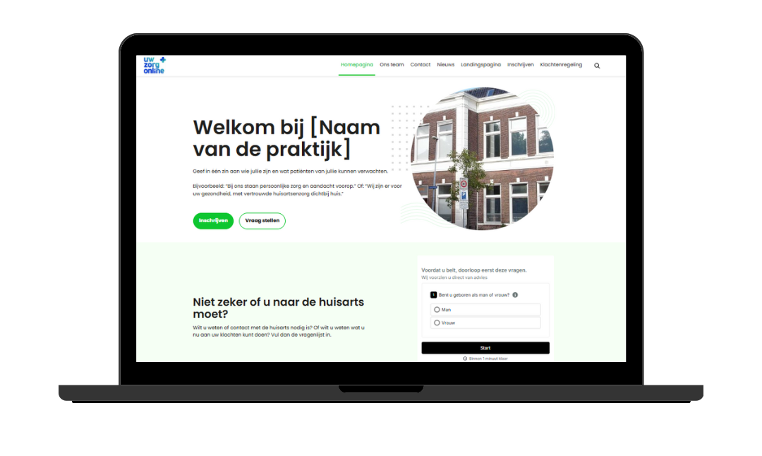 Voorbeeld van vernieuwde praktijkwebsite op laptop