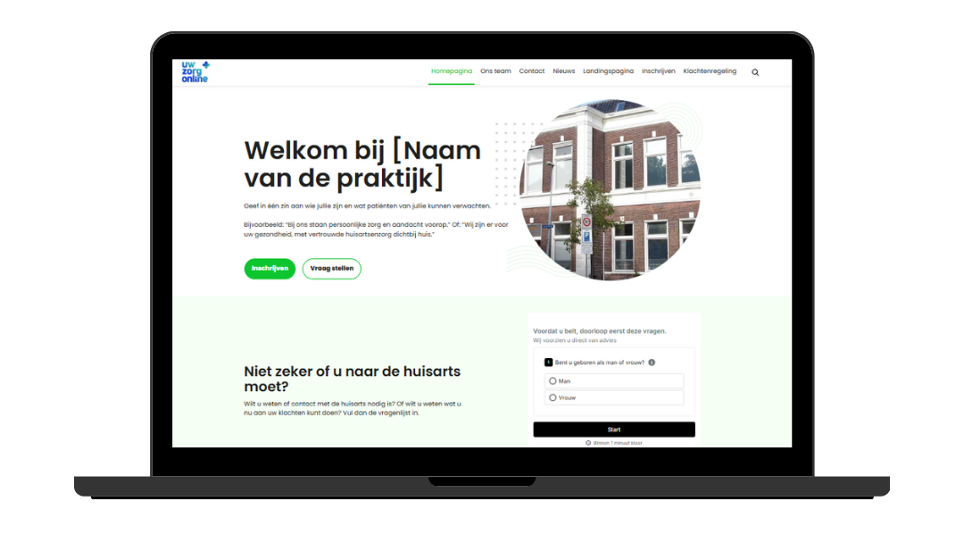 Voorbeeld van een vernieuwde praktijkwebsite op laptop